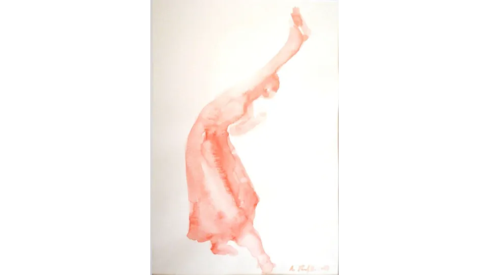 acquerello di Ballerina rosso cadmio di Alfonsina Paoletti
